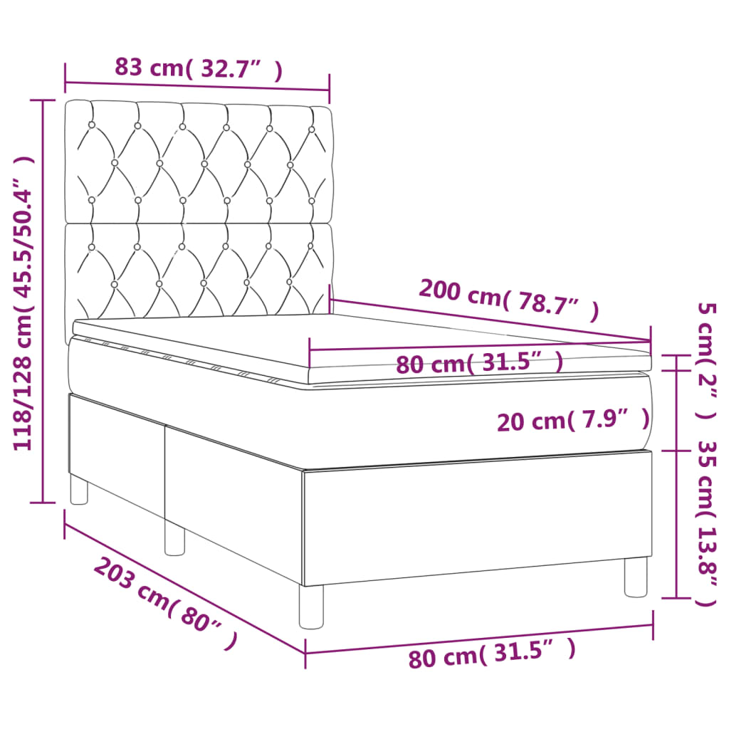 Giroletto a Molle con Materasso Blu 80x200 cm inTessuto | homemem39