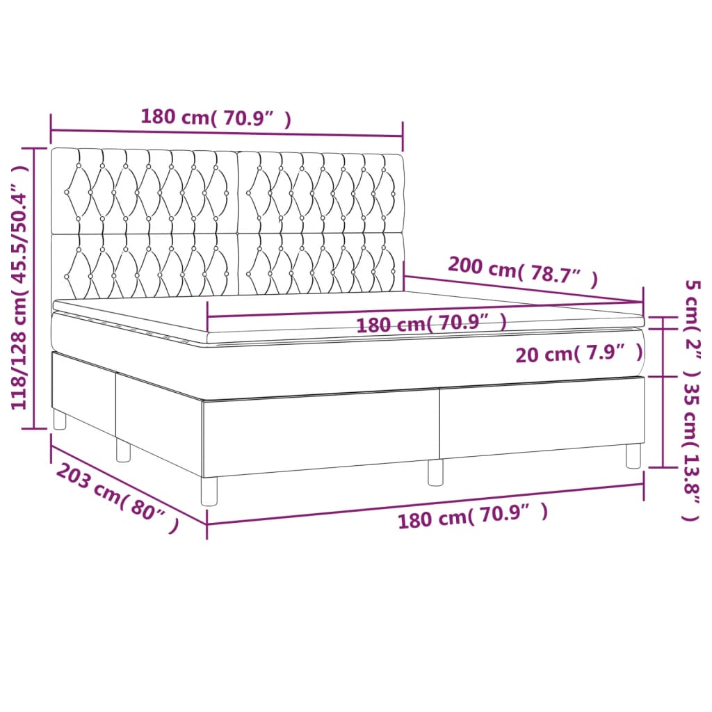 Giroletto a Molle con Materasso Tortora 180x200 cm in Tessuto - homemem39
