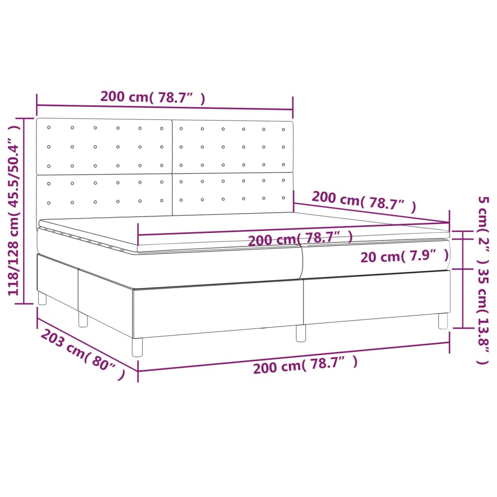 Giroletto a Molle con Materasso Tortora 200x200 cm in Tessuto | homemem39
