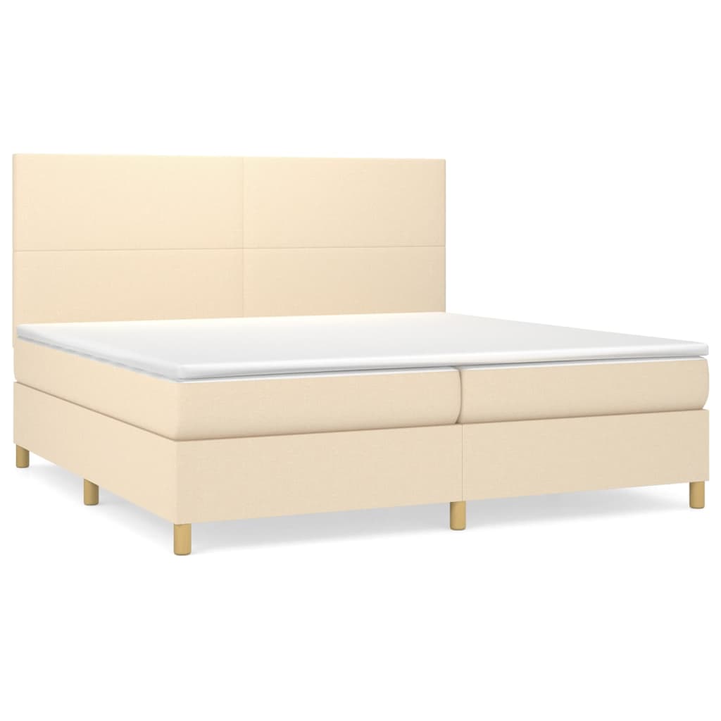 Giroletto a Molle con Materasso Crema 200x200 cm in Tessuto