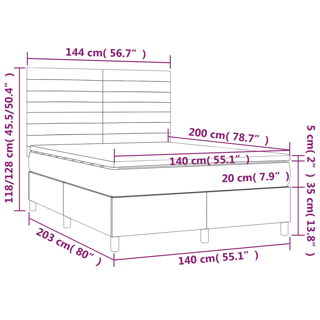 Giroletto a Molle con Materasso Blu 140x200 cm in Tessuto | homemem39