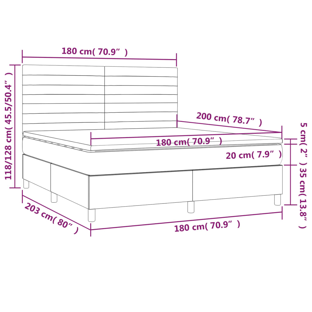 Giroletto a Molle con Materasso Grigio Scuro 180x200 cm Tessuto | homemem39