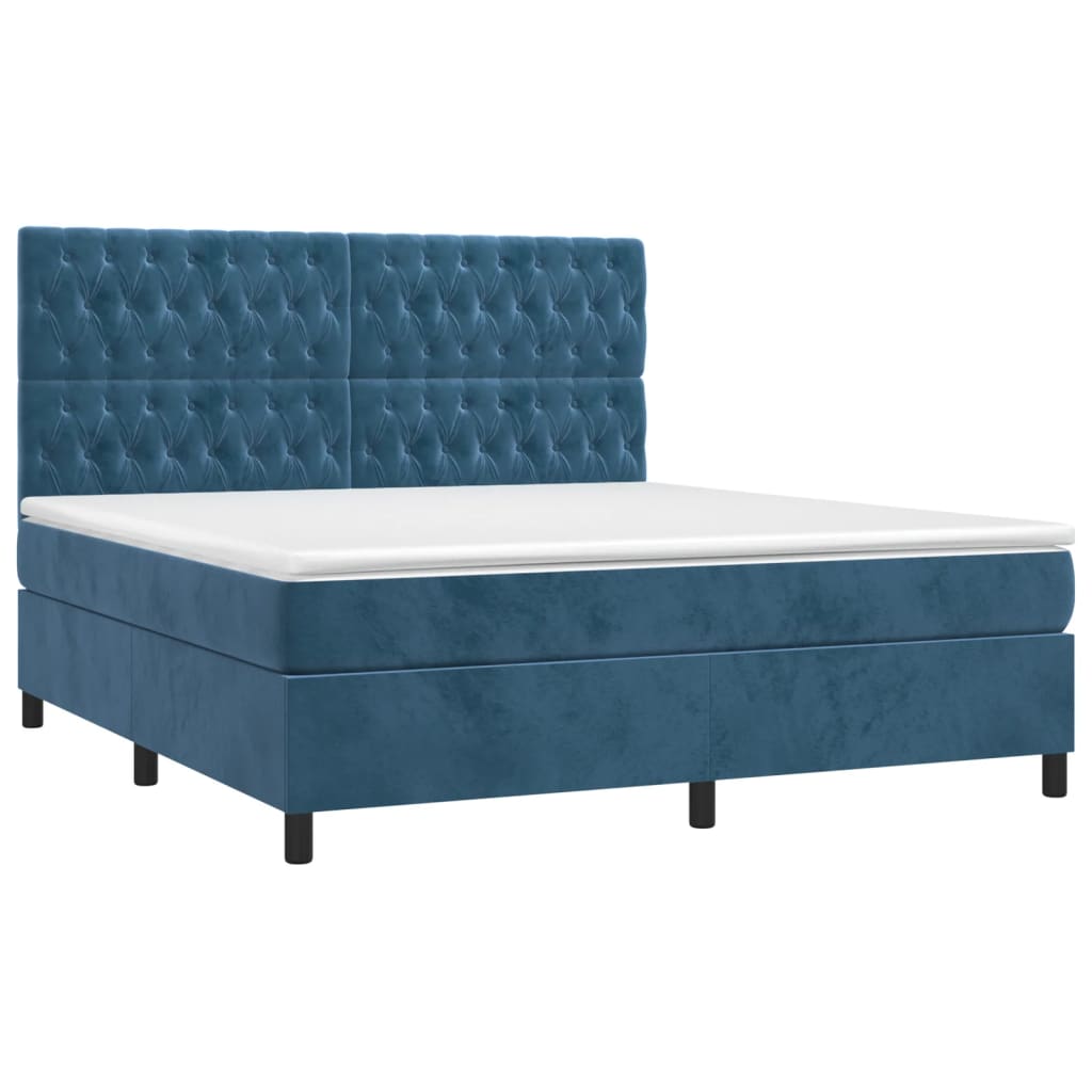 Giroletto a Molle con Materasso Blu Scuro 180x200 cm in Velluto