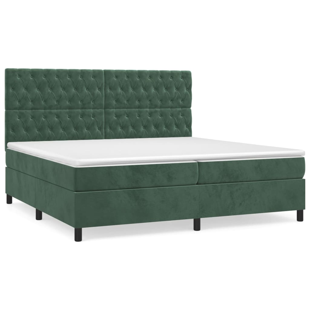 Giroletto a Molle con Materasso Verde Scuro 200x200 cm Velluto