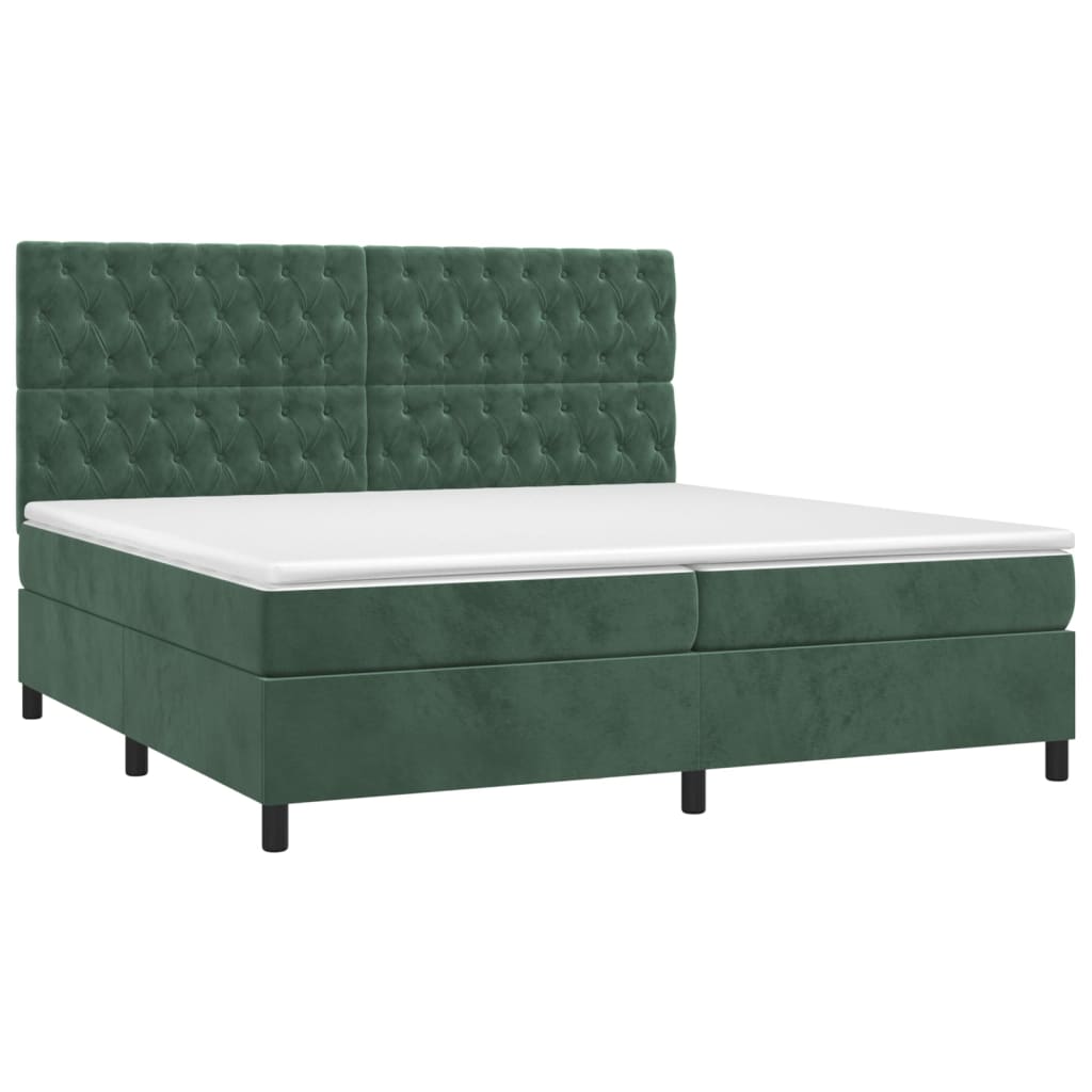 Giroletto a Molle con Materasso Verde Scuro 200x200 cm Velluto