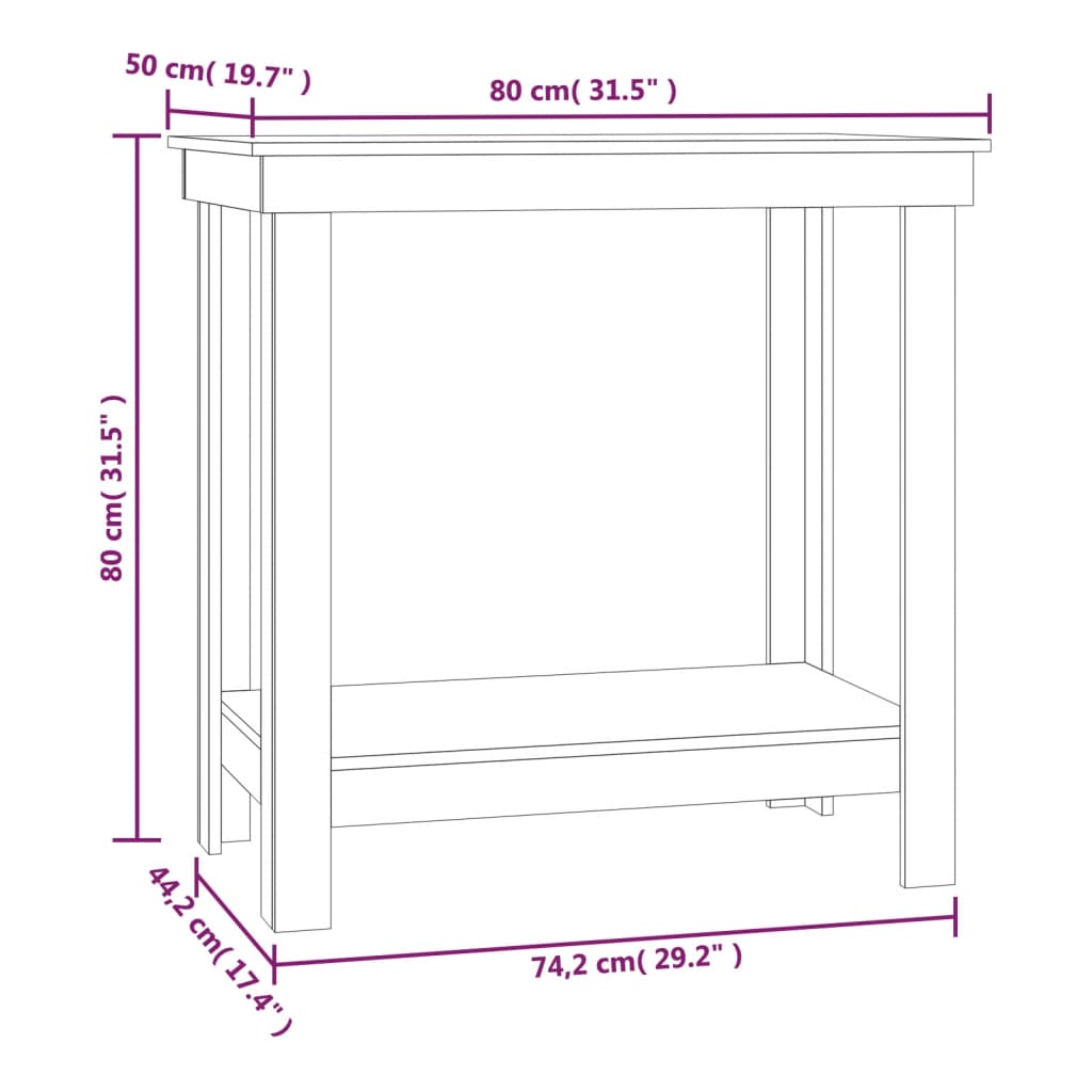 Banco da Lavoro Grigio 80x50x80 cm in Legno Massello di Pino - homemem39