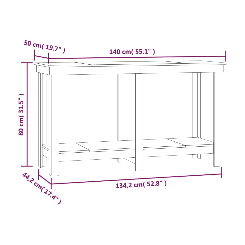 Banco da Lavoro Grigio 140x50x80 cm in Legno Massello di Pino - homemem39