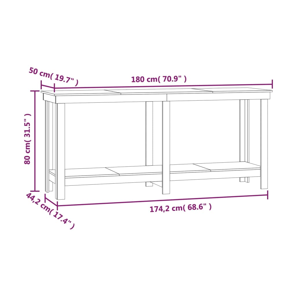 Banco da Lavoro Ambra 180x50x80 cm in Legno Massello di Pino | homemem39