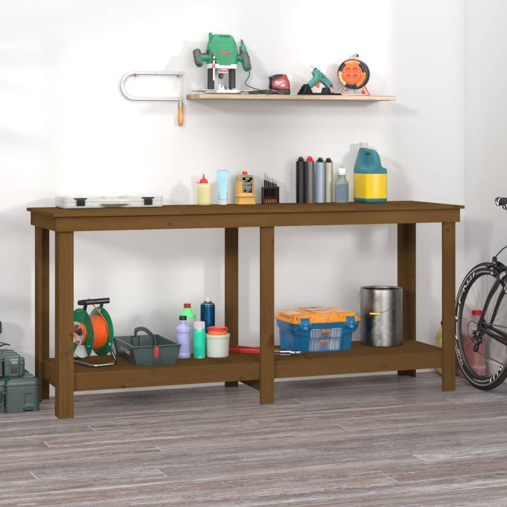 Banco da Lavoro Ambra 180x50x80 cm in Legno Massello di Pino - homemem39