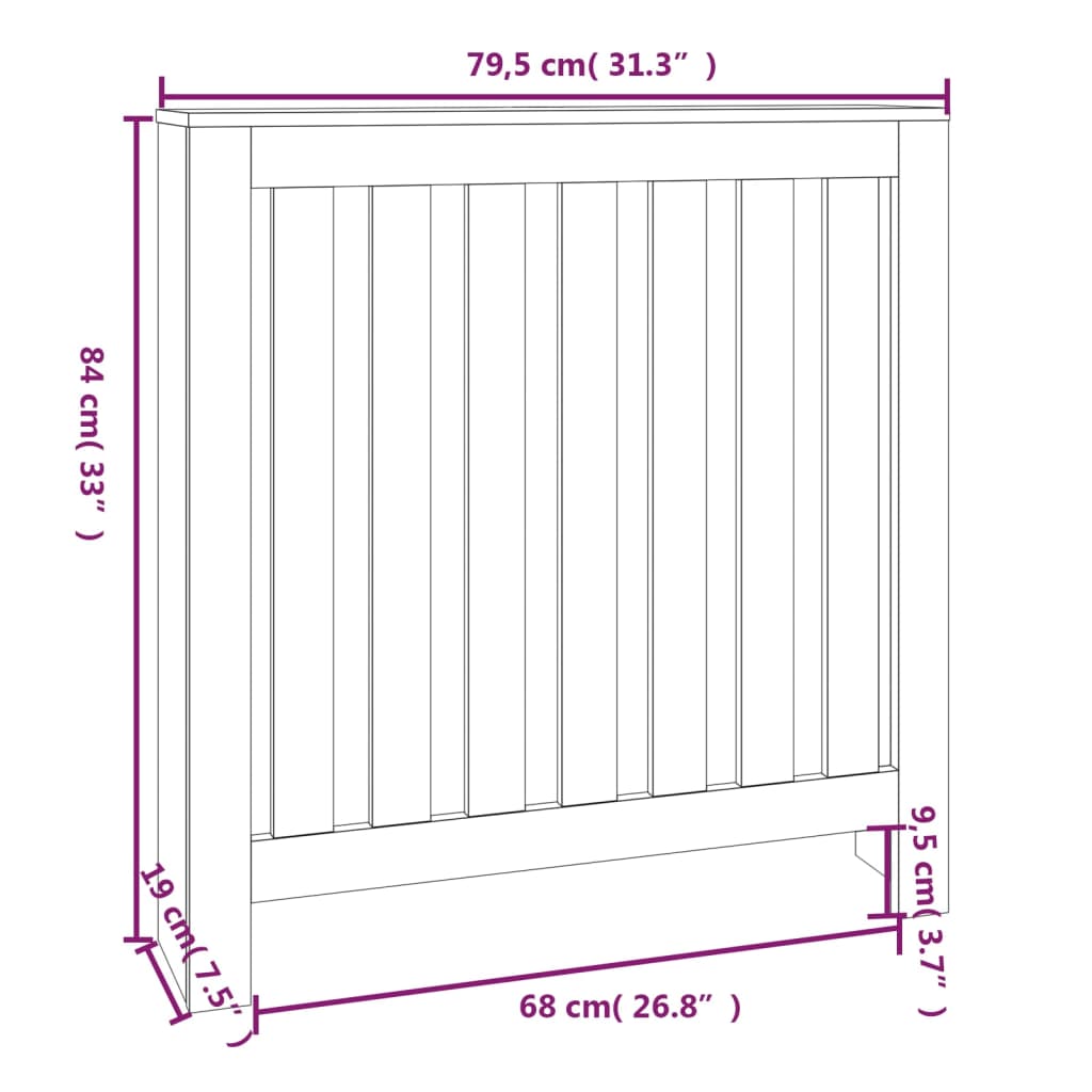 Copertura Termosifone Bianca 79,5x19x84 cm Legno Massello Pino - homemem39