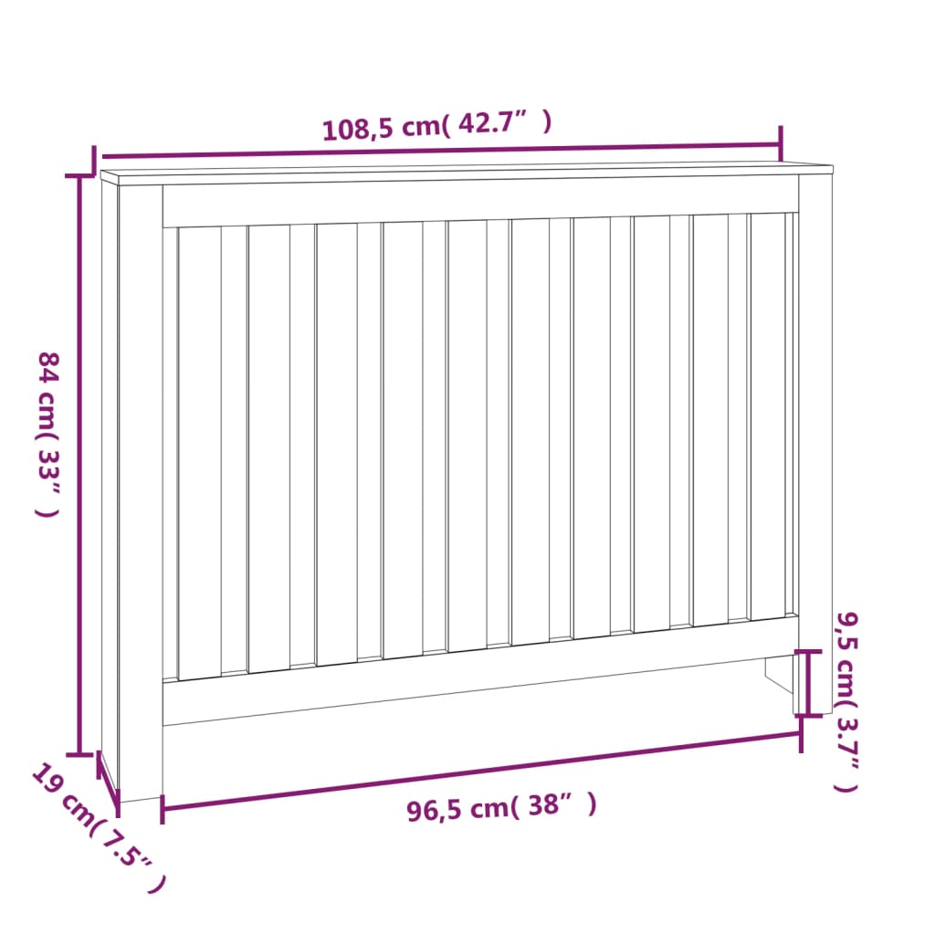 Copertura Termosifone 108,5x19x84 cm in Legno Massello di Pino | homemem39