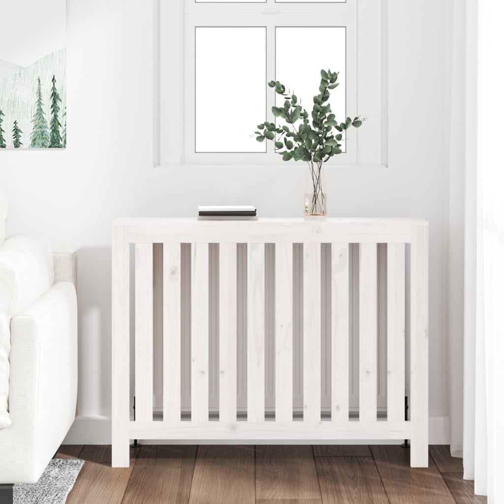 Copertura Termosifone Bianca 108,5x19x84 cm Legno Massello Pino - homemem39