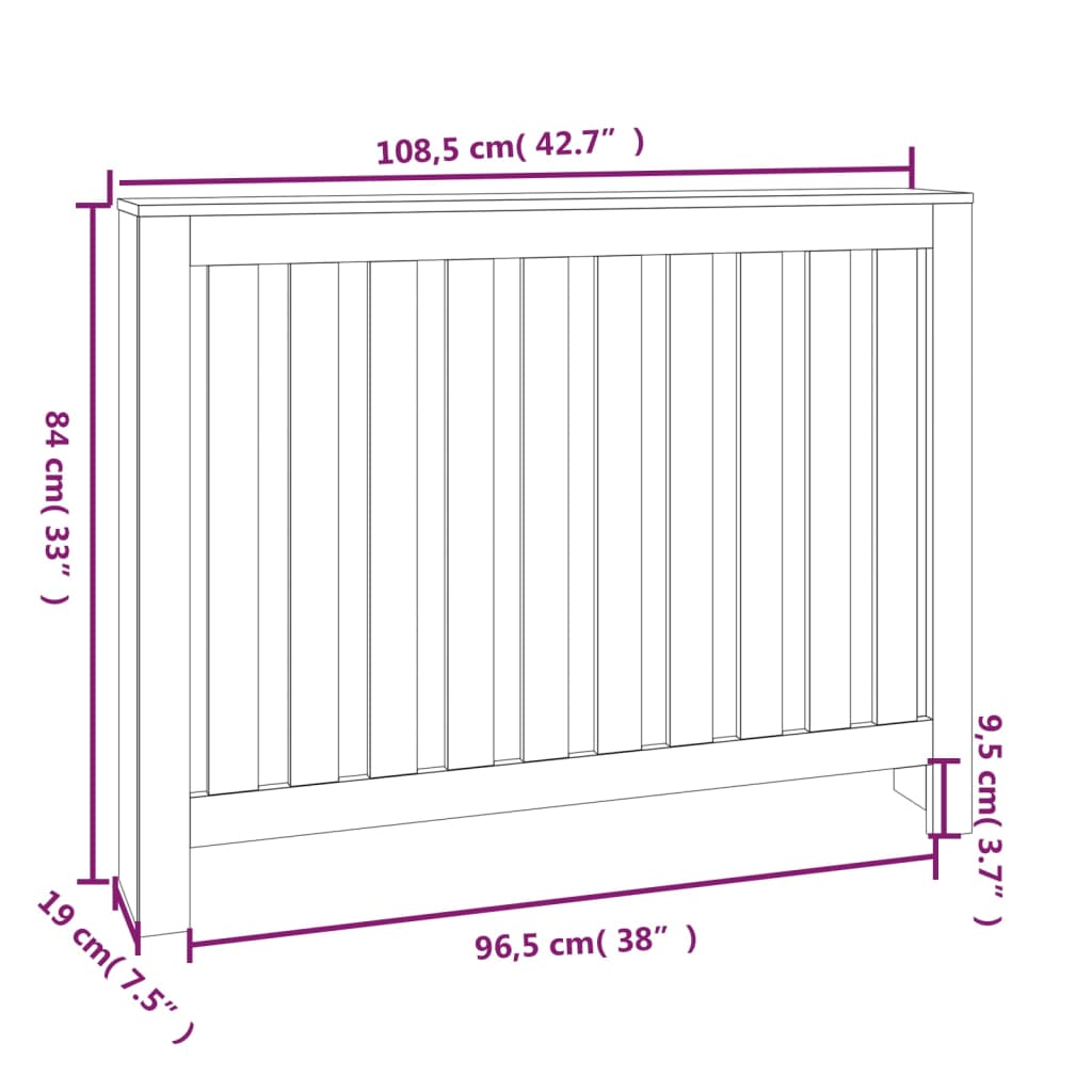 Copertura Termosifone Bianca 108,5x19x84 cm Legno Massello Pino - homemem39