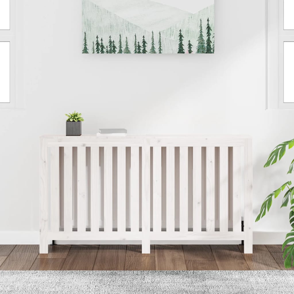 Copertura Termosifone Bianca 153x19x84 cm Legno Massello Pino - homemem39