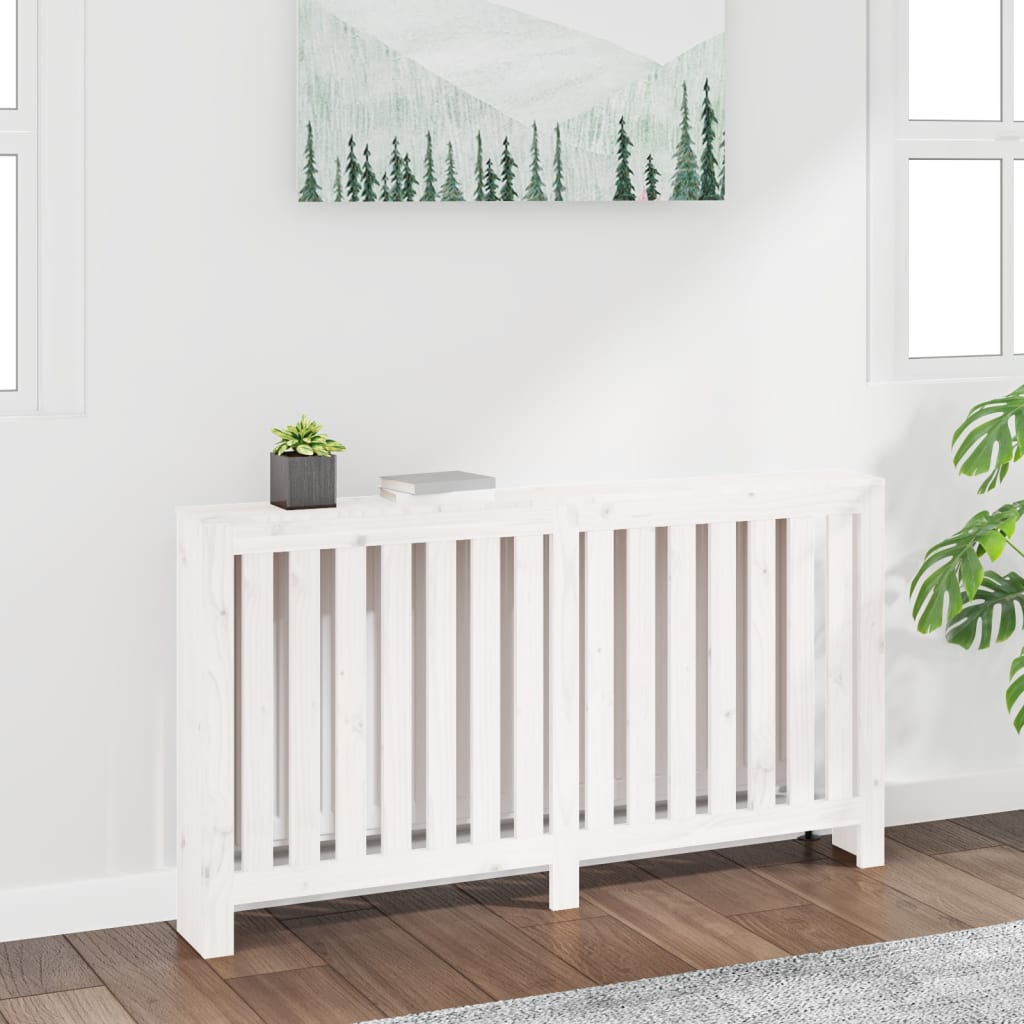 Copertura Termosifone Bianca 153x19x84 cm Legno Massello Pino - homemem39