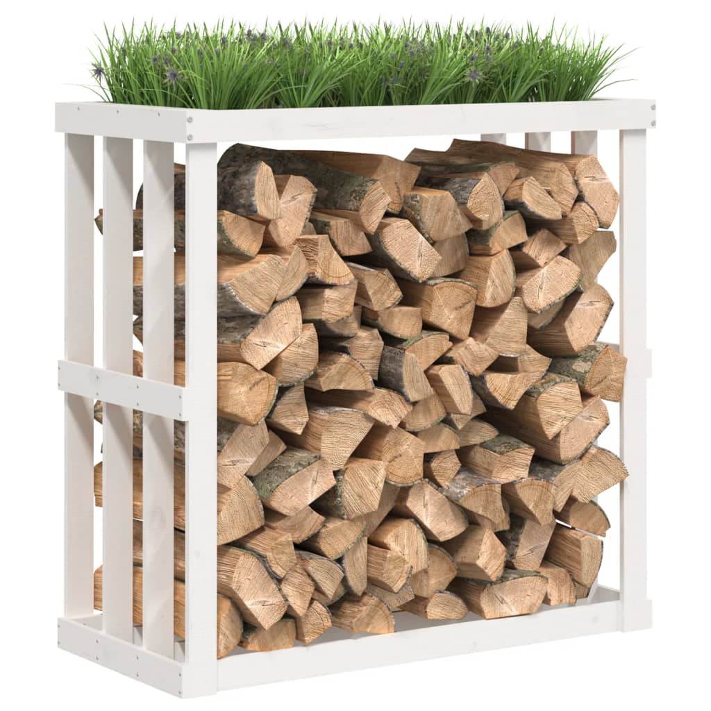 Portaceppi da Esterno Bianco 108x52x106 cm Legno Massello Pino - homemem39