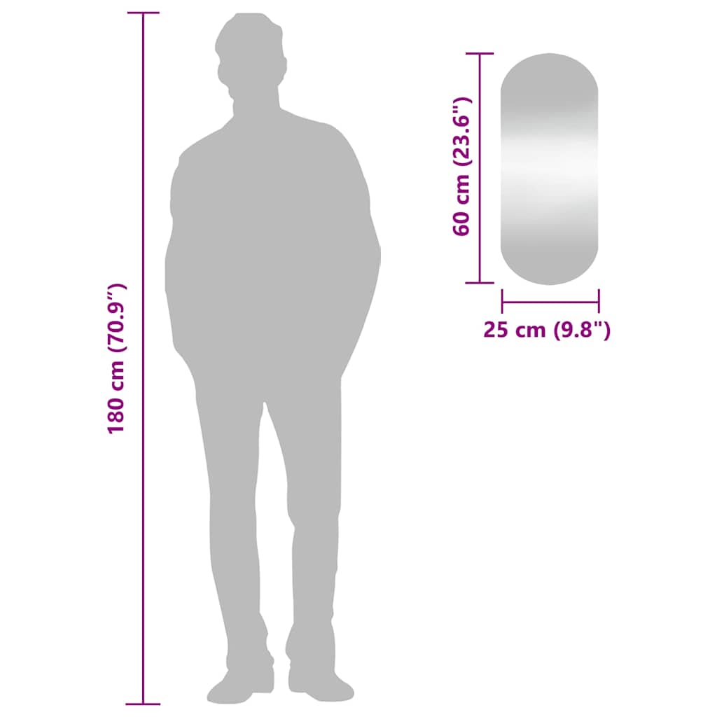 Specchio da Parete 25x60 cm Vetro Ovale - homemem39