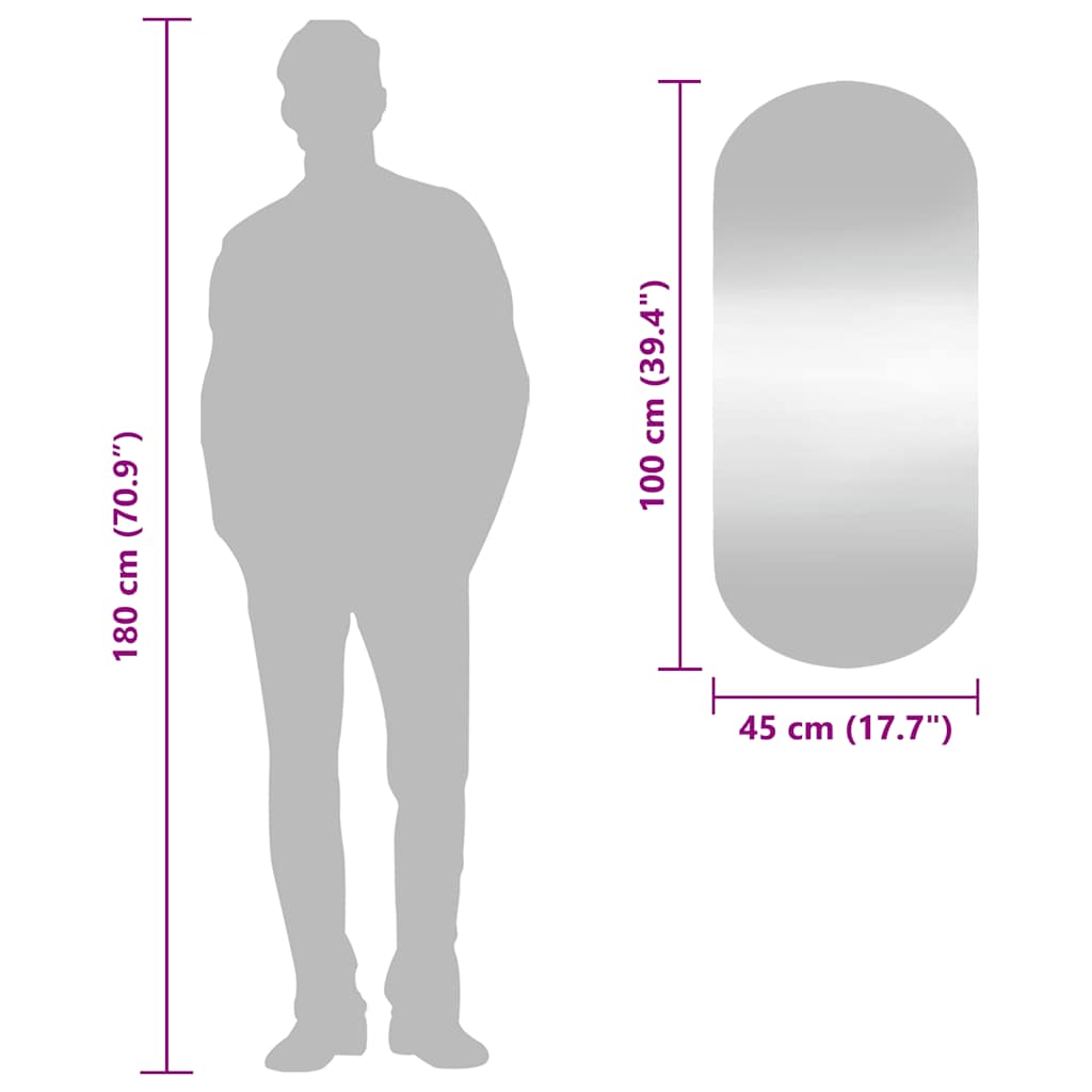 Specchio da Parete 45x100 cm Vetro Ovale | homemem39