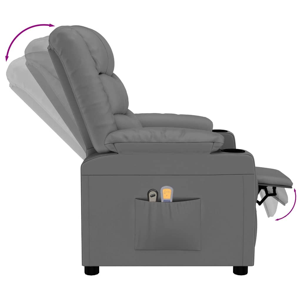 Poltrona Massaggiante Elettrica Grigio Similpelle