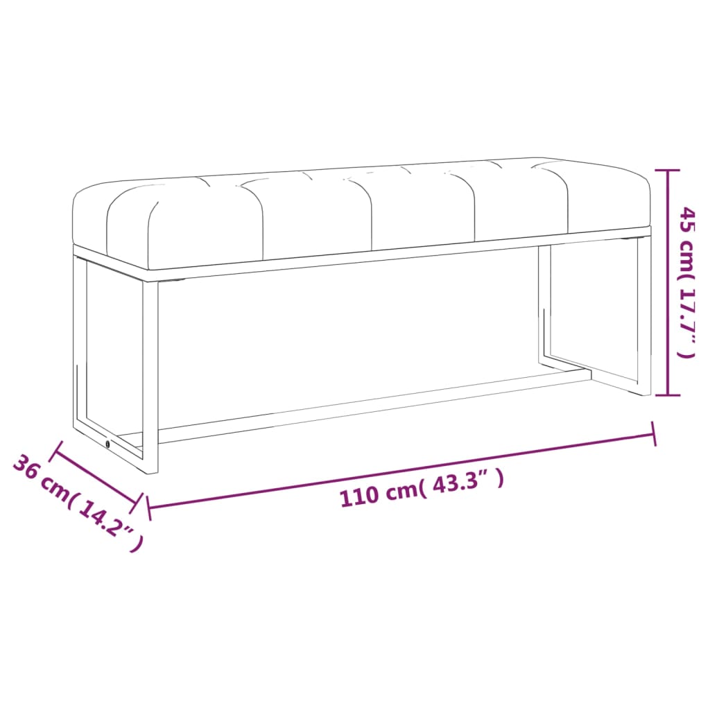 Panca Grigia 110x36x45 cm in Velluto - homemem39