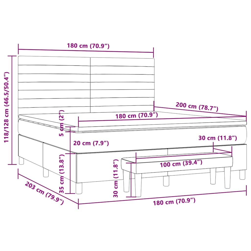 Giroletto a Molle con Materasso Marrone Scuro 180x200cm Tessuto | homemem39