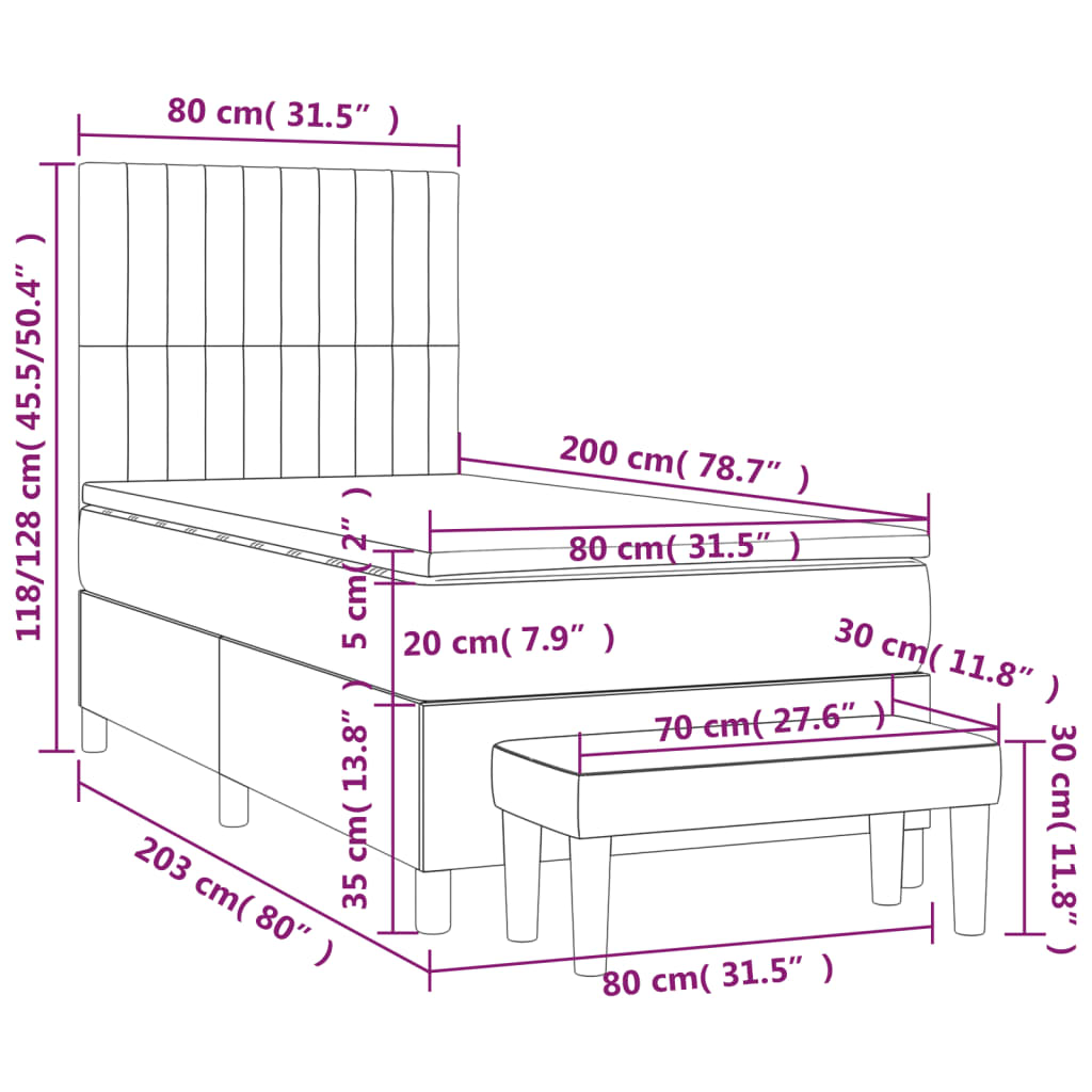 Giroletto a Molle con Materasso Blu 80x200 cm inTessuto | homemem39