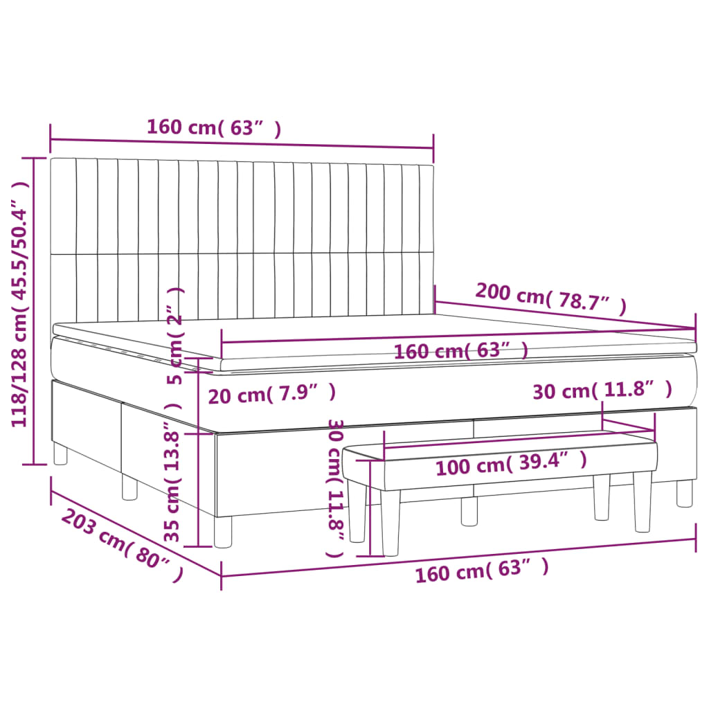 Giroletto a Molle con Materasso Tortora 160x200 cm in Tessuto | homemem39