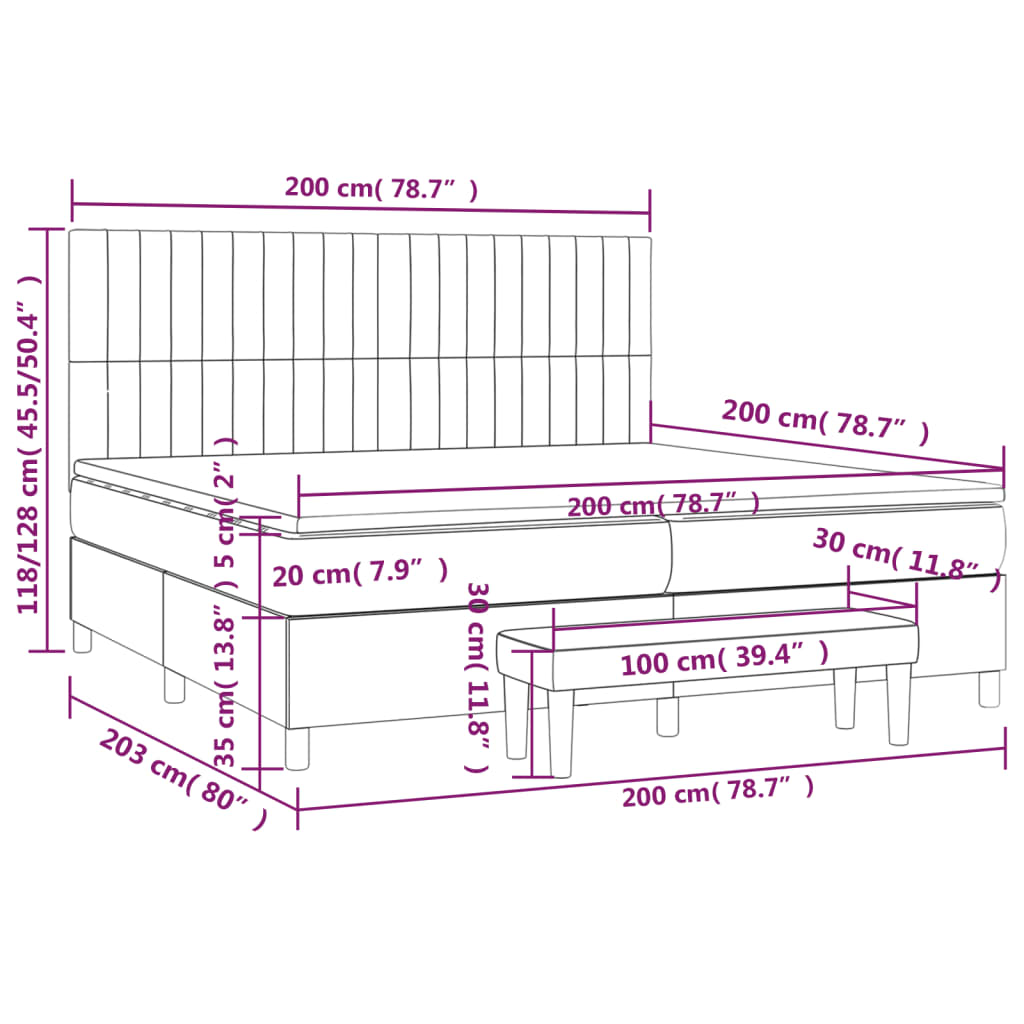 Giroletto a Molle con Materasso Tortora 200x200 cm in Tessuto | homemem39