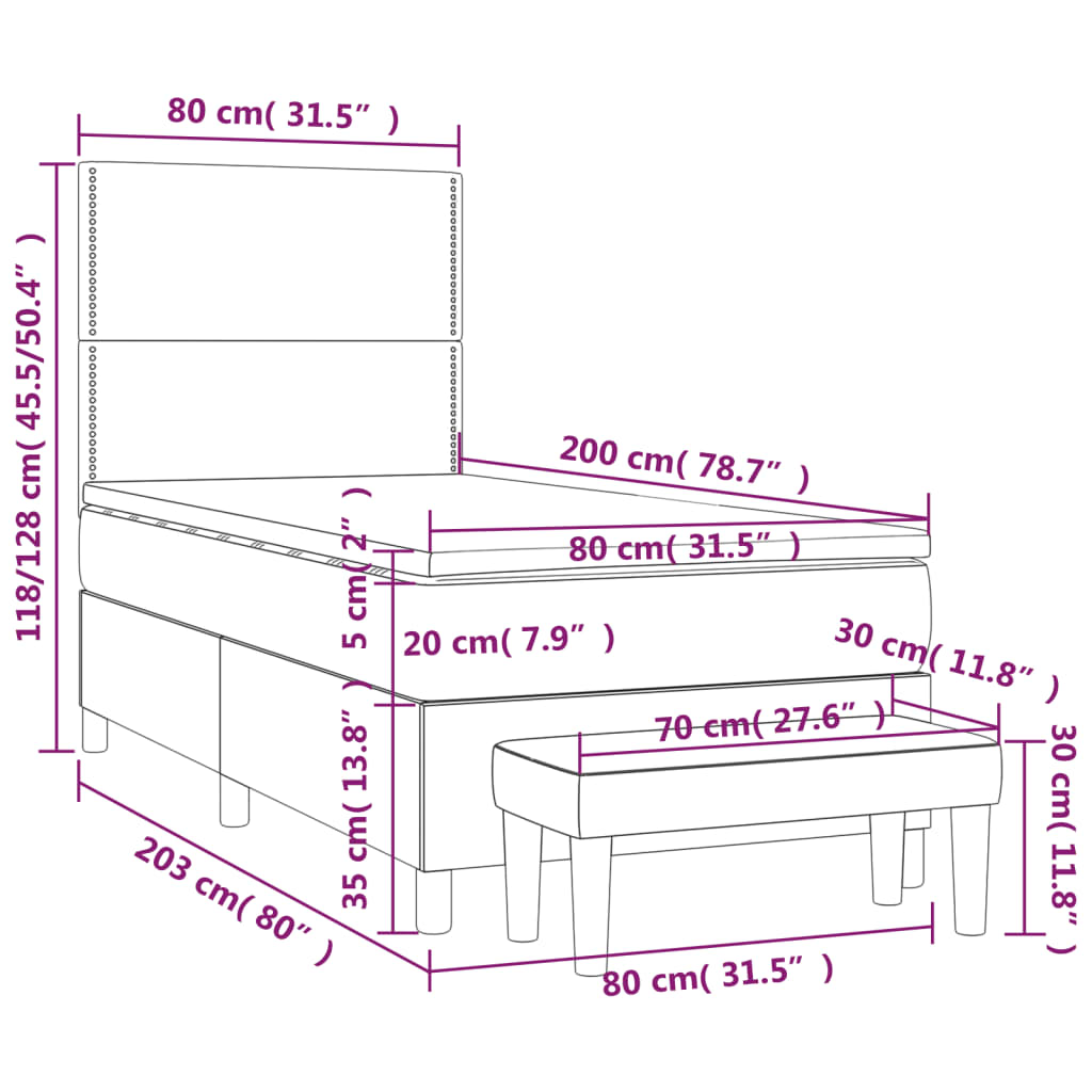 Giroletto a Molle con Materasso Rosa 80x200 cm in Velluto | homemem39