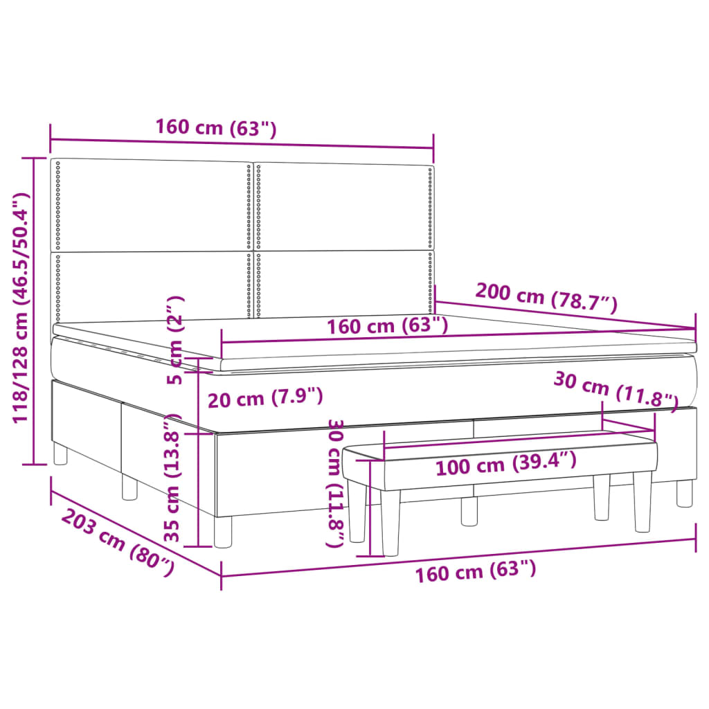 Giroletto a Molle con Materasso Verde Scuro 160x200 cm Velluto