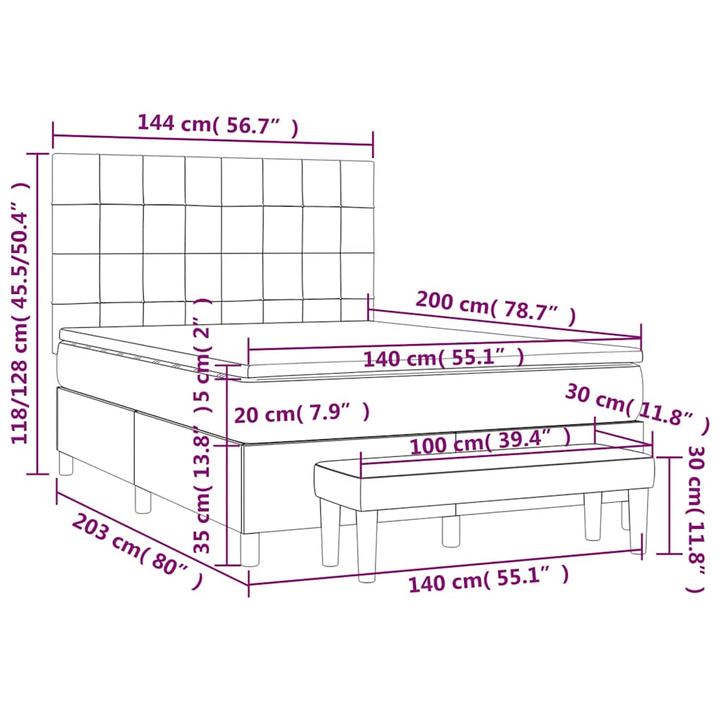Giroletto a Molle con Materasso Verde Scuro 140x200 cm Velluto | homemem39
