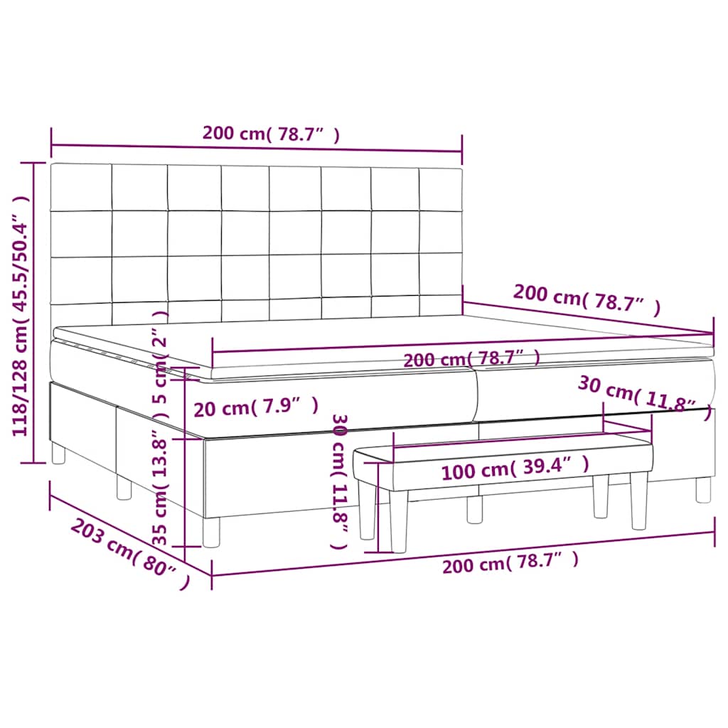 Giroletto a Molle con Materasso Verde Scuro 200x200 cm Velluto | homemem39