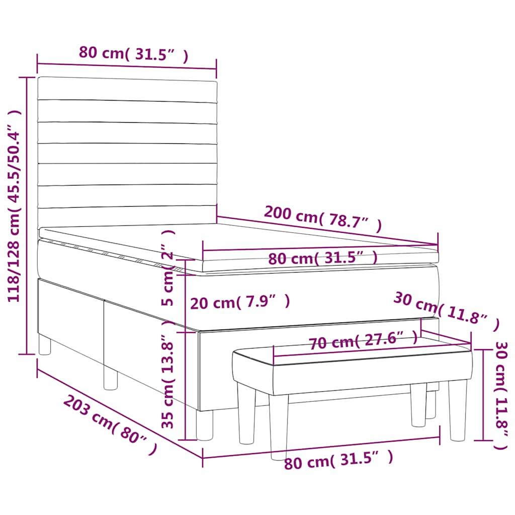 Giroletto a Molle con Materasso Verde Scuro 80x200 cm Velluto | homemem39