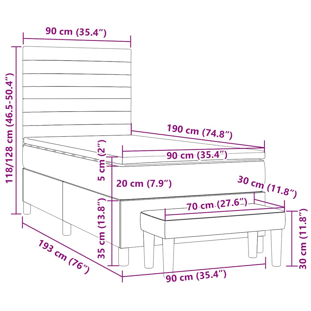 Giroletto a Molle con Materasso Verde Scuro 90x190 cm Velluto