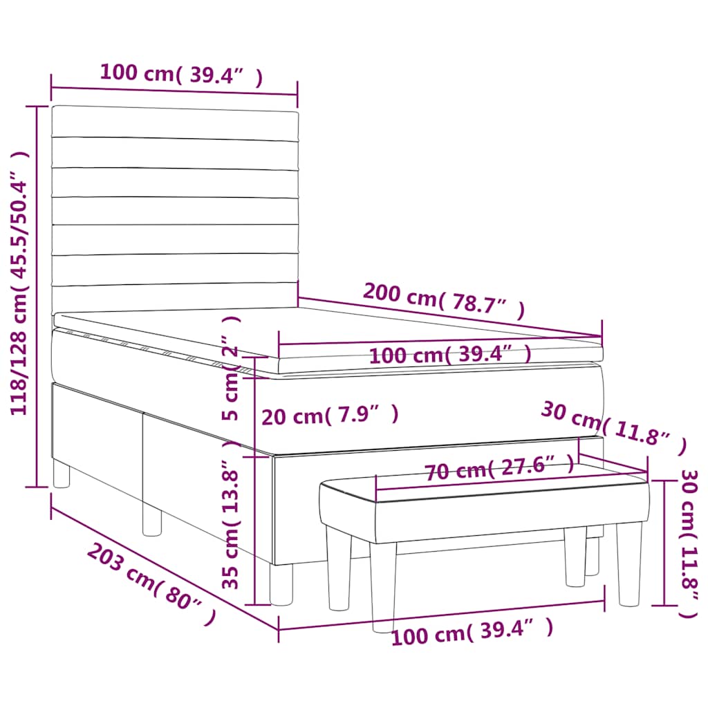 Giroletto a Molle con Materasso Blu Scuro 100x200 cm in Velluto | homemem39