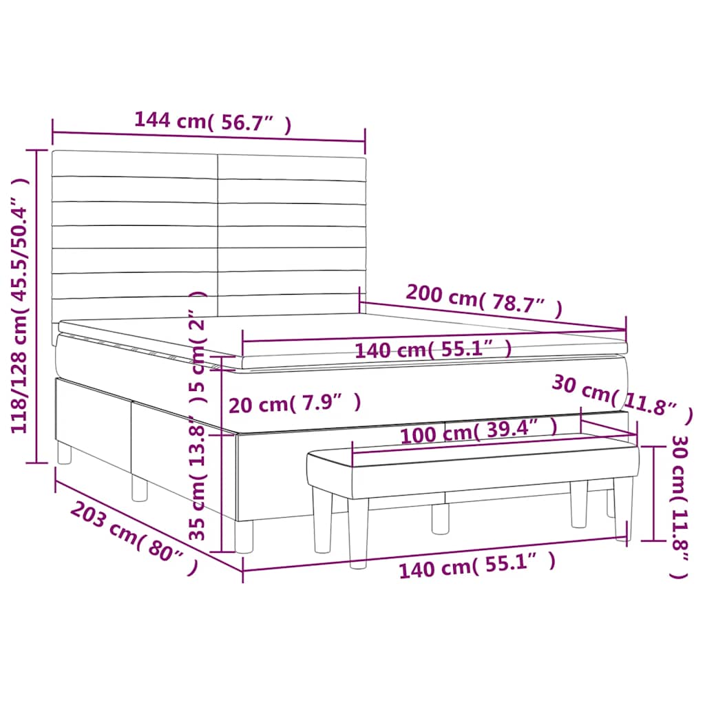 Giroletto a Molle con Materasso Verde Scuro 140x200 cm Velluto | homemem39