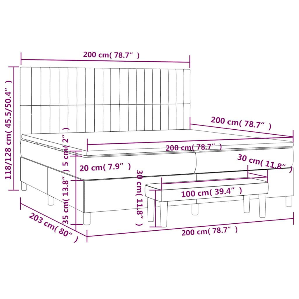 Giroletto a Molle con Materasso Verde Scuro 200x200 cm Velluto | homemem39