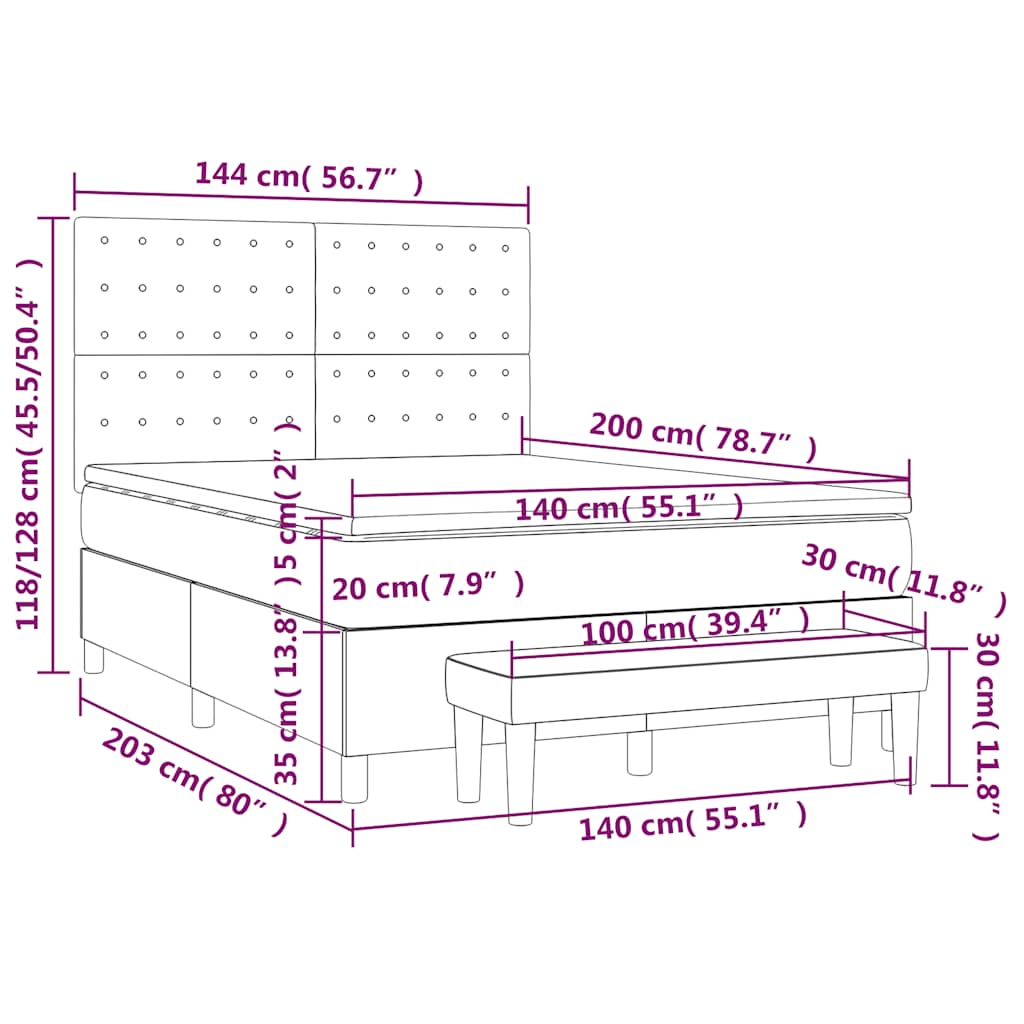 Giroletto a Molle con Materasso Verde Scuro 140x200 cm Velluto | homemem39