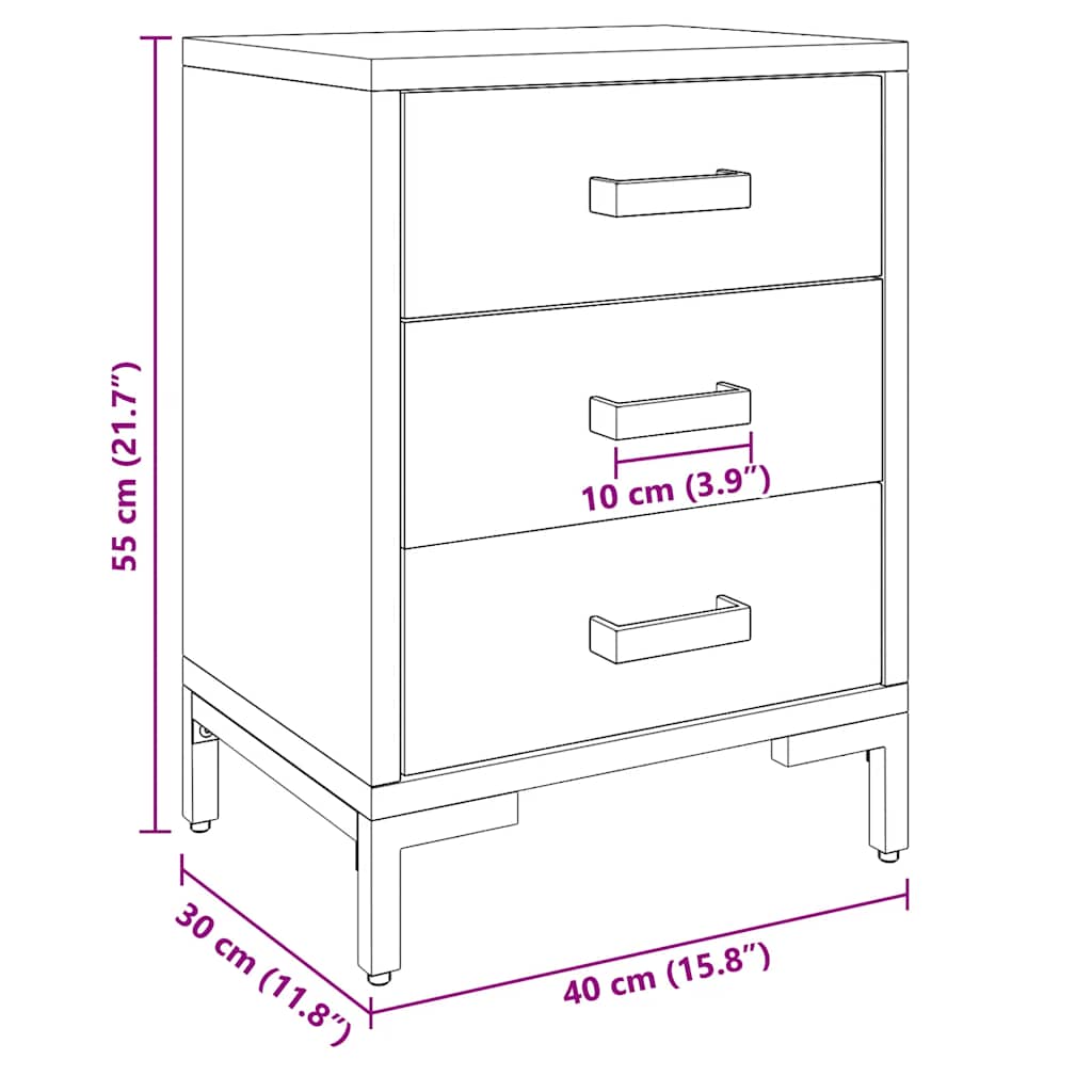 Comodini 2 pz 40x30x55 cm in Legno Massello di Pino | homemem39