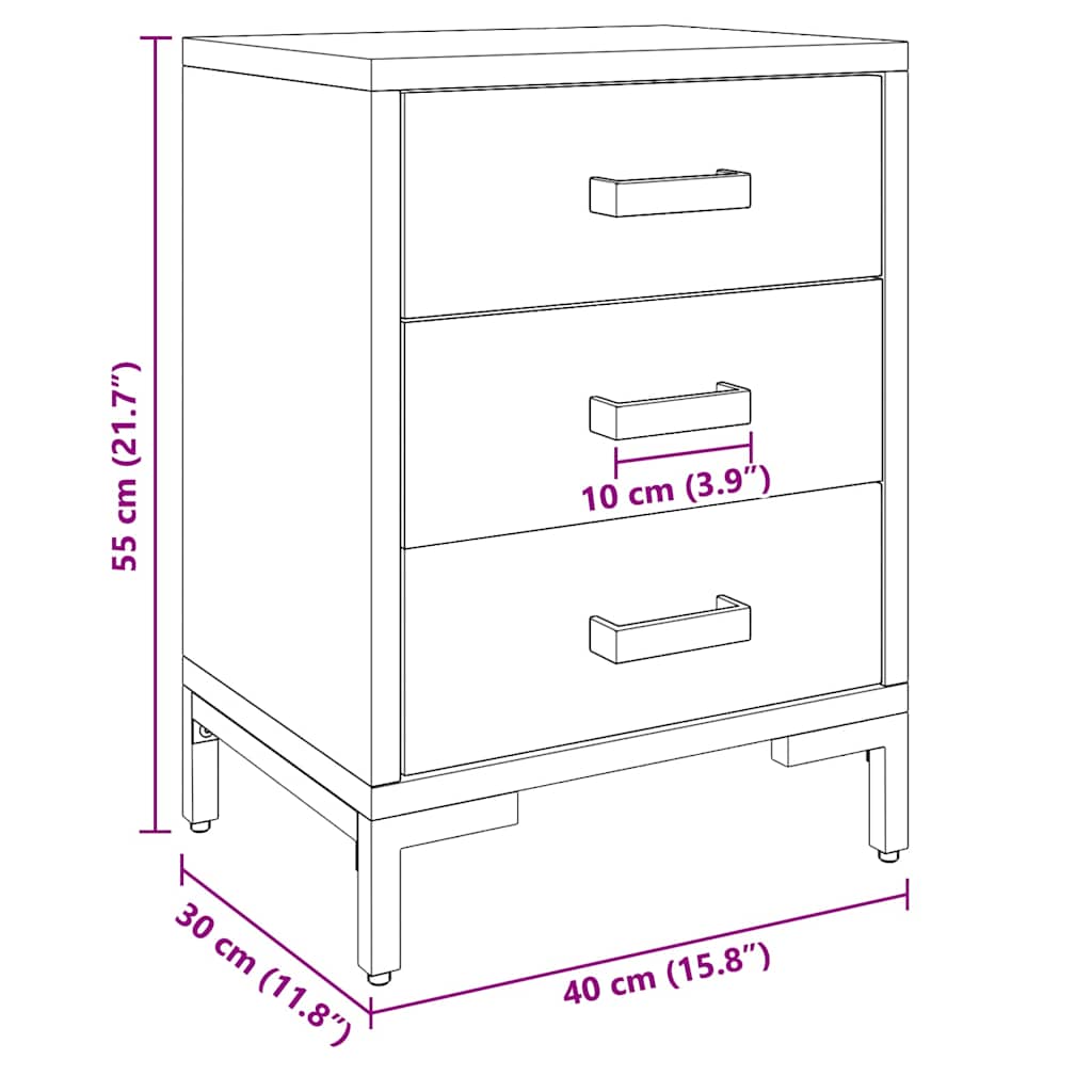 Comodini 2 pz Neri 40x30x55 cm in Legno Massello di Pino | homemem39
