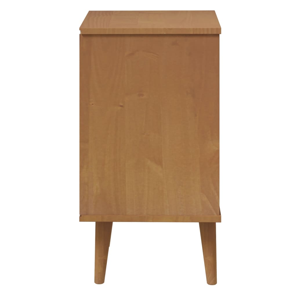 Comodino Marrone MOLDE 40x35x65 cm in Legno Massello di Pino - homemem39