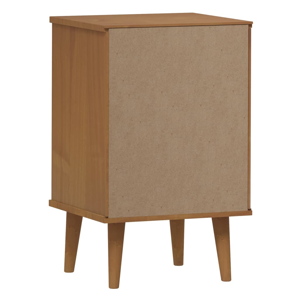 Comodino Marrone MOLDE 40x35x65 cm in Legno Massello di Pino - homemem39