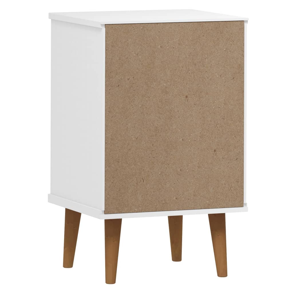 Comodino MOLDE Bianco 40x35x65 cm in Legno Massello di Pino - homemem39