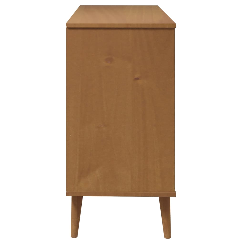Cassettiera MOLDE Marrone 113x40x80cm in Legno Massello di Pino - homemem39