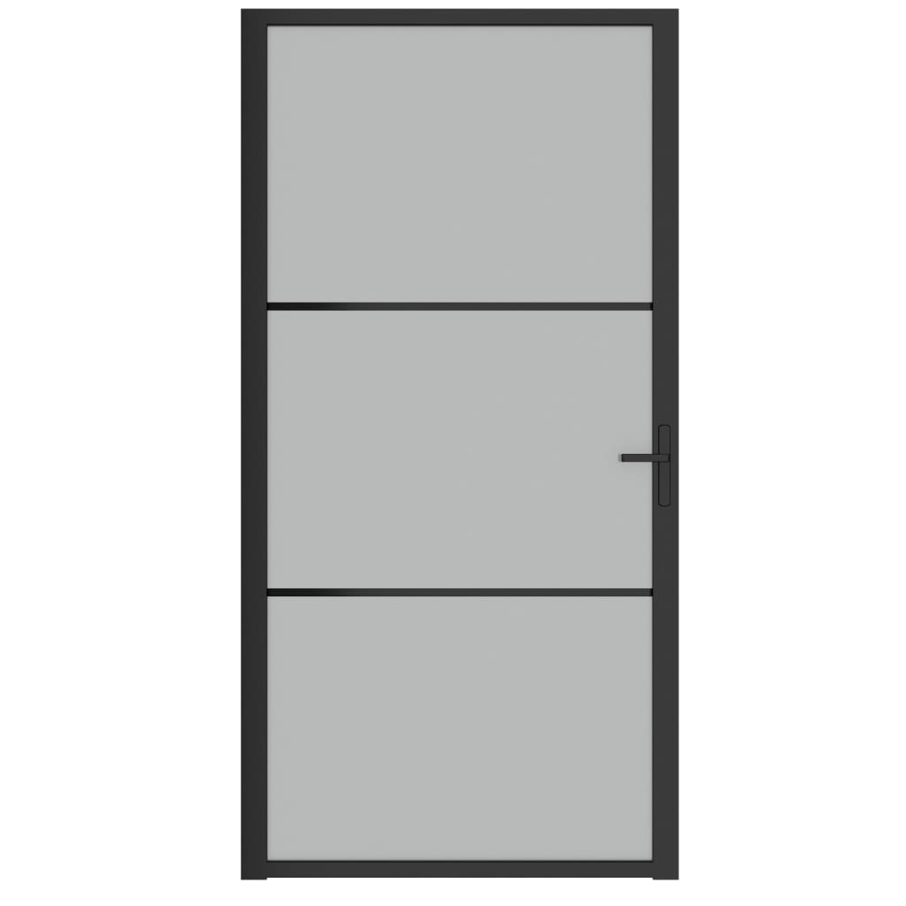 Porta Interna 102,5x201,5 cm Nero Opaco in Vetro e Alluminio - homemem39