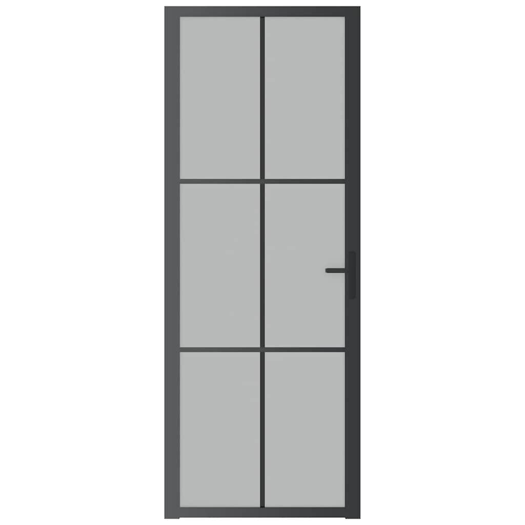 Porta Interna 76x201,5 cm Nero Opaco Vetro e Alluminio - homemem39