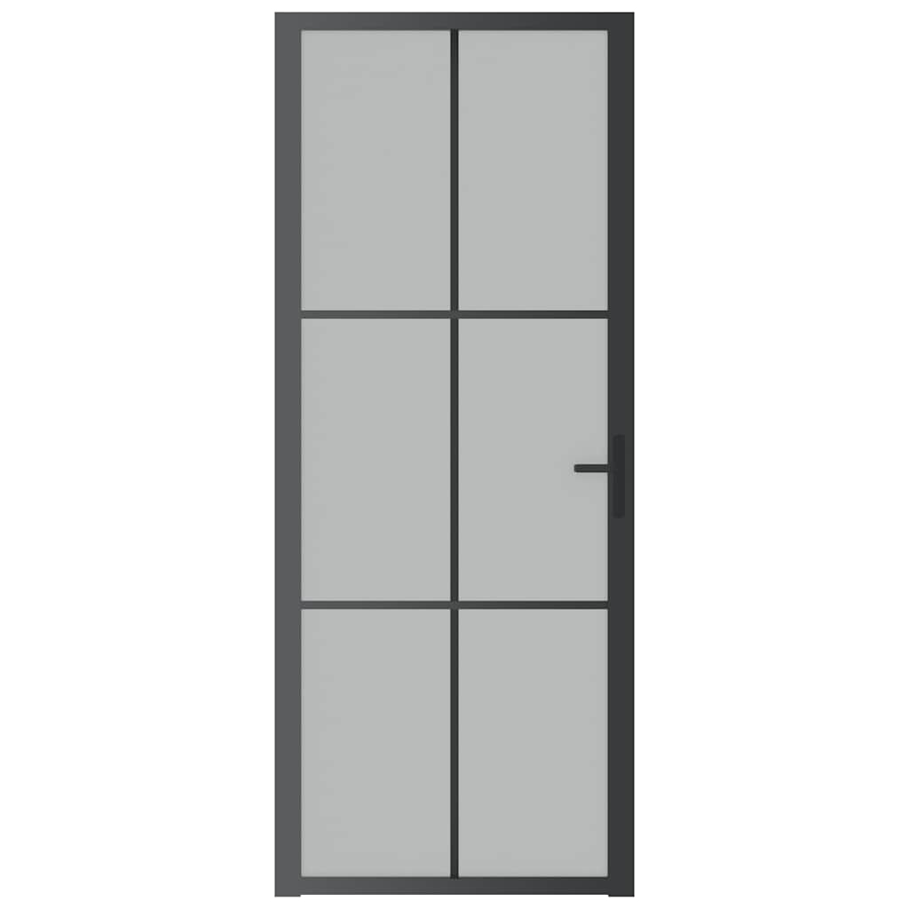 Porta Interna 83x201,5 cm Nero Opaco Vetro e Alluminio - homemem39