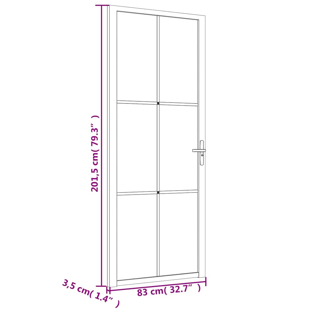 Porta Interna 83x201,5 cm Nero Opaco Vetro e Alluminio - homemem39