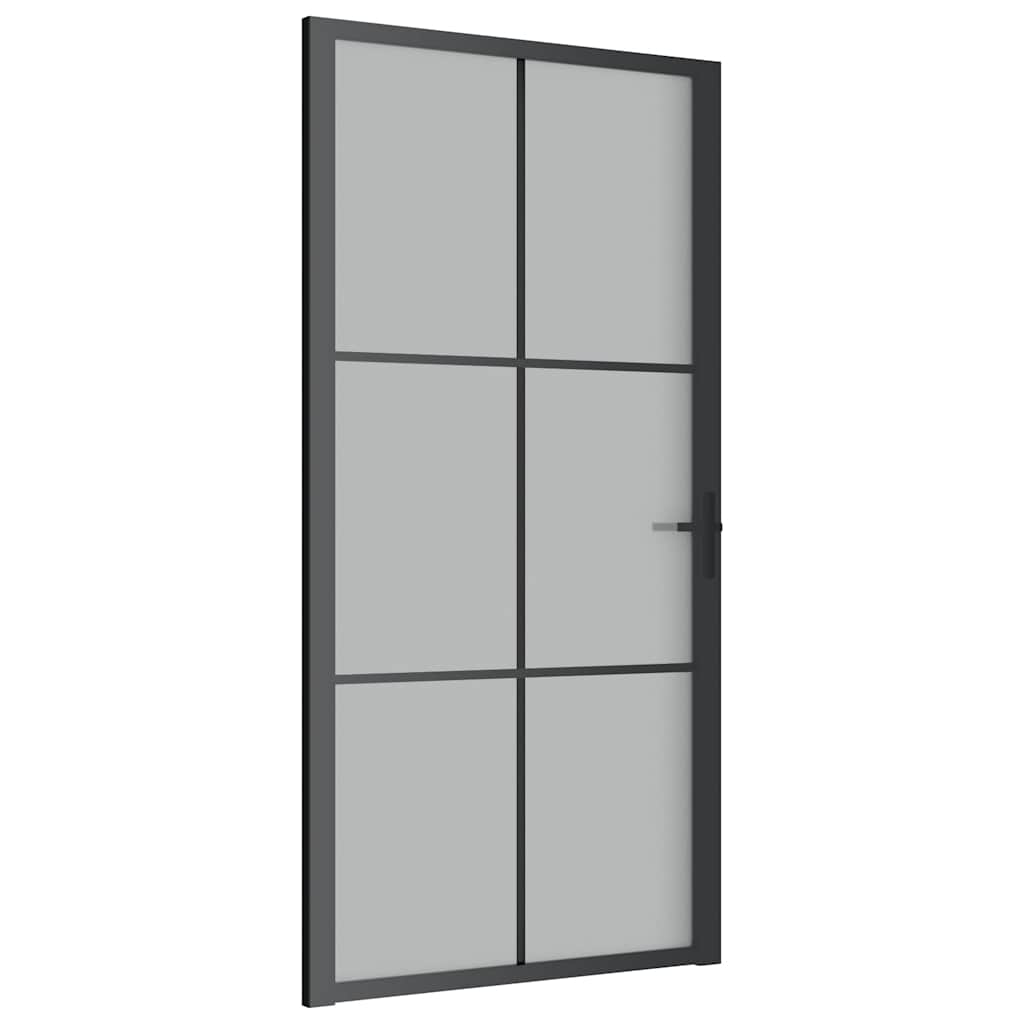 Porta Interna 102,5x201,5 cm Nero Opaco in Vetro e Alluminio - homemem39