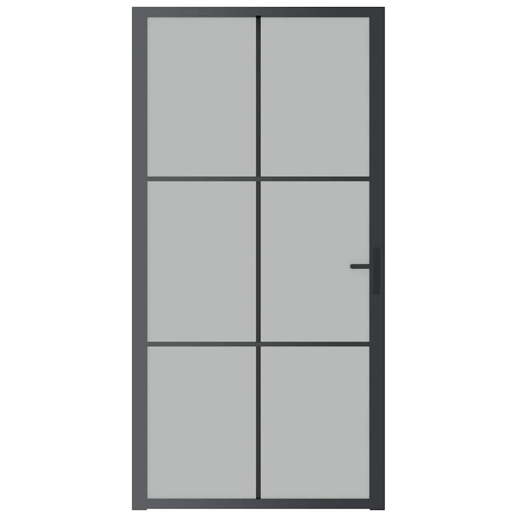 Porta Interna 102,5x201,5 cm Nero Opaco in Vetro e Alluminio - homemem39